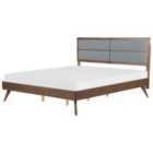 Beliani Bed Poissy 180 X 200 Cm Eu Super King Dark Ash Wood