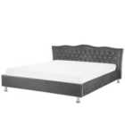 Beliani Bed Velvet Metz 180 X 200 Cm Eu Super King Dark Grey