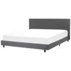Beliani Bed Fabric Albi 180 X 200 Cm Eu Super King Grey