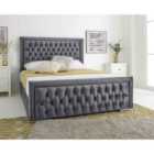 Eleganza Paloma Steel Plush Velvet Matching Buttons Single Bed Frame