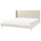 Beliani Bed Velvet Forbach 180 X 200 Cm Eu Super King Beige