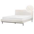 Beliani Bed Boucle Corio 160 X 200 Cm Eu King Size Off-white
