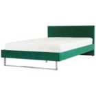 Beliani Bed Velvet Bellou 180 X 200 Cm Eu Super King Green