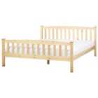 Beliani Bed Pine Wood Giverny 160 X 200 Cm Eu King Size Light Brown