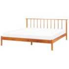 Beliani Bed Pine Wood Barret 180 X 200 Cm Eu Super King Brown
