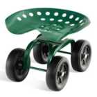 COSTWAY Rolling Garden Workseat with 360?Swivel Seat and Adjustable Height-Green