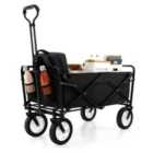 COSTWAY eavy Duty Camping Garden Cart with Adjustable Handle and Drink Holders-Black