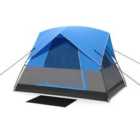 COSTWAY 3-Person Outdoor Camping Tent with Removable Floor Mat-Black & Blue