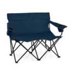 COSTWAY Double Camping Chair with Cup Holders and Carrying Bag-Blue