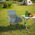 Garden Sanctuary Portable Heightened Backrest Folding Camping Chair - Grey