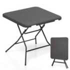 COSTWAY 80 cm Square Folding Picnic Table 4-Person Patio Dining Table-Black