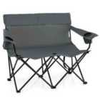 COSTWAY Double Camping Chair with Cup Holders and Carrying Bag-Grey