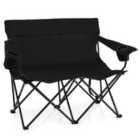 COSTWAY Double Camping Chair with Cup Holders and Carrying Bag-Black
