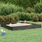 vidaXL Sandbox with Seats Grey Square Solid Wood Pine