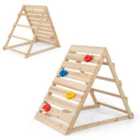 COSTWAY Double Sided Triangle Climber with Colorful Climbing Rocks
