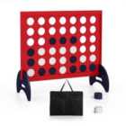 COSTWAY Giant 4-to-Score Game Set with Carrying Bag and 42 Pieces Jumbo Rings-Red