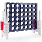 COSTWAY Giant 4 in A Row Game Set with 42 Jumbo Rings and Sliders-Dark Blue