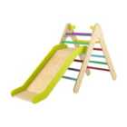 COSTWAY 2-in-1 Wooden Triangle Climbing Toy with Gradient Adjustable Slide-Multicolor