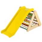 COSTWAY 4-in-1 Wooden Triangle Climbing Set with Ramp Sliding Board-Colourful