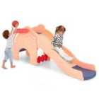 COSTWAY Kids Play Slide with Cute Elephant Shape and Basketball Hoop-Pink