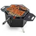 COSTWAY Portable Charcoal Grill Stove with Rotatable Grill and Foldable Body