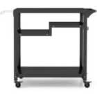 COSTWAY 3-Shelf Movable BBQ Cart with 4 Lockable Wheels, Hooks and Side Handle-Black