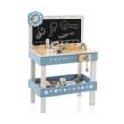 COSTWAY Kids Wooden Play Workbench with Blackboard and Tool Parts Set-Blue