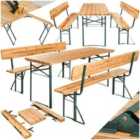 tectake Picnic Table & Benches Franz II - 1 table & 2 benches, foldable, with backrests