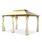 COSTWAY Garden Gazebo with Removable Mesh Side Walls for Patio Backyard -Beige