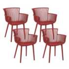 Beliani Set of 4 Garden Chairs PESARO Red