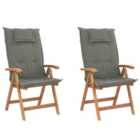 Beliani Set of 2 Garden Chairs with Cushions JAVA Acacia Wood Graphite Grey