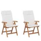 Beliani Set of 2 Garden Chairs with Cushions JAVA Acacia Wood Off-White