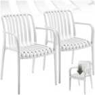 tectake Garden Chairs Alcudia - weather-resistant, durable and long-lasting plastic - White, Set of 2