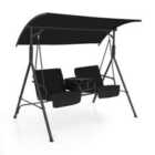 COSTWAY 2 Person Outdoor Porch Swing with Canopy and 23L Cooler Bag-Black