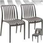 tectake Garden chairs Alcudia - durable, stackable and weather-resistant - Anthracite, Set of 2