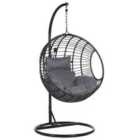Beliani Hanging Chair with Stand ASPIO PE Rattan Black
