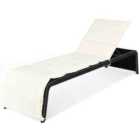COSTWAY Rattan Sun Lounger with Cushion and Adjustable Feet