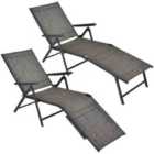 COSTWAY Patio Foldable Chaise Lounge Chair Reclining with Adjustable Backrest-Grey-2 Pack