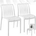 tectake Garden chairs Alcudia - durable, stackable and weather-resistant - White, Set of 2