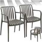 tectake Garden Chairs Alcudia - weather-resistant, durable and long-lasting plastic - Anthracite, Set of 2