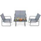 COSTWAY 4 Piece Garden Patio Bistro Furniture Set with Loveseat, Coffee Table and 2 Chairs