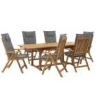 Beliani Garden Dining Set 6 Seater Java With Cushions Acacia Wood Graphite Grey