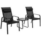 COSTWAY 3 Pieces Patio Bistro Set with Coffee Table and 2 Stackable Chairs-Black