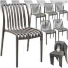 tectake Garden chairs Alcudia - durable, stackable and weather-resistant - Anthracite, Set of 6