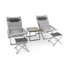 COSTWAY 5 Piece Patio Sling Chair Set with Ottoman and Coffee Table-Grey