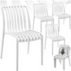 tectake Garden chairs Alcudia - durable, stackable and weather-resistant - White, Set of 4