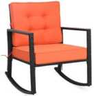 COSTWAY Outdoor Wicker Rocking Chair with Heavy-Duty Steel Frame-Orange