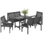 Outsunny 5PC Patio Dining Set Wooden Table and Chairs w/ Umbrella Hole Grey