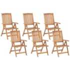 Beliani Set of 6 Garden Chairs JAVA Acacia Wood Light Brown