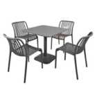 Modura ALBIN 80 Square Table Nickel Grey with 04 MIA Bistro Chair Nickel Grey Set